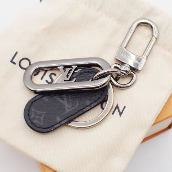 LOUIS VUITTON Porete Cles Key Chain Monogram Eclipse Black SHW - Picture 1 of 14